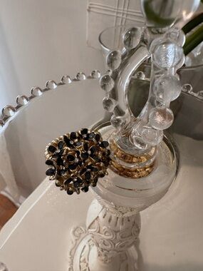 Marlyn Schiff Gold-Tone Ring with Black Stones